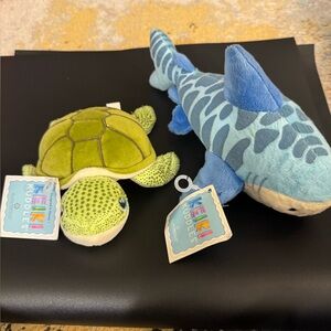 New Hawaii Plush Sea Turtle and Tiger Shark Set